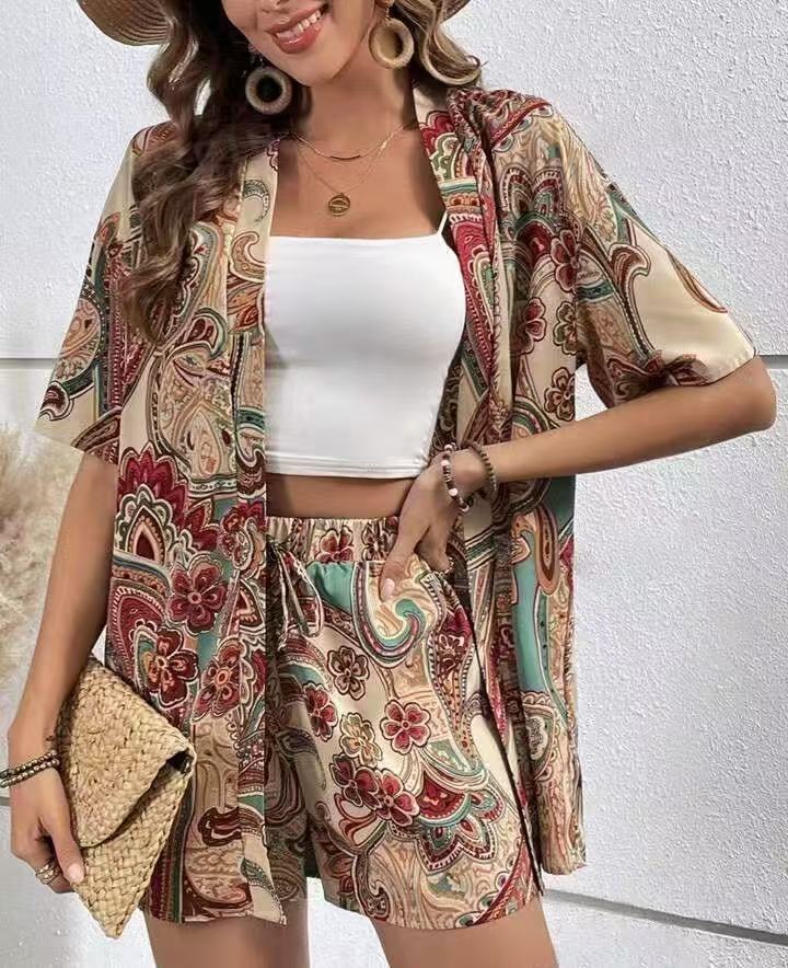Ensemble Cardigan Imprimé Casual Femme