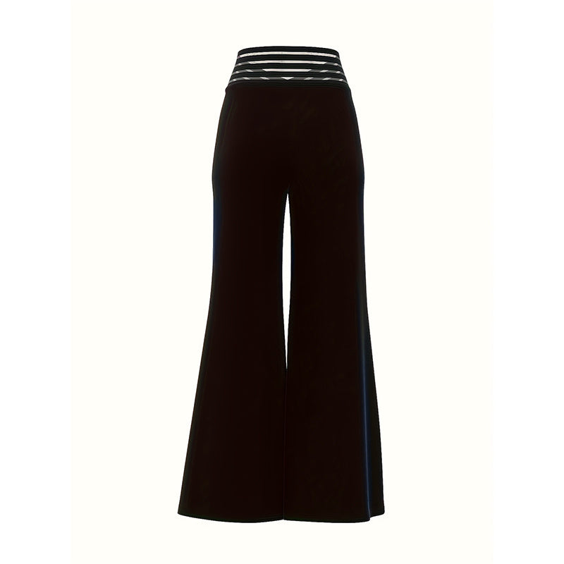 Pantalon Femme Taille Haute en Maille Transparente avec Détail Croix Élégant