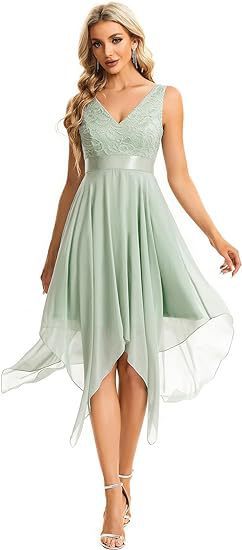 Robe de Cocktail Femme en Dentelle et Mousseline