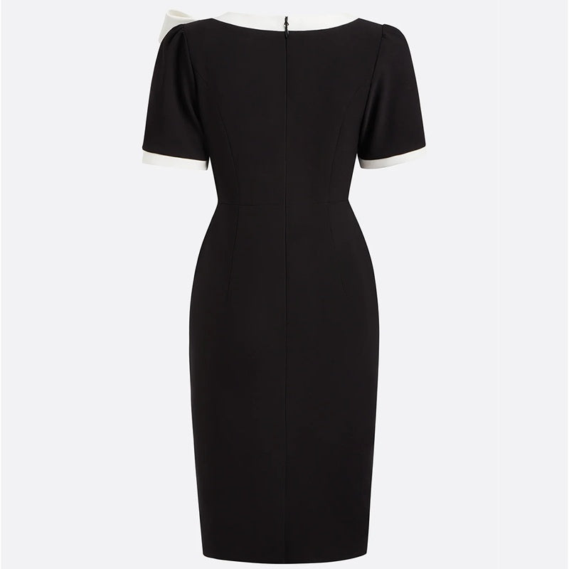 Robe Moulante Femme Col Rond Nœud Papillon