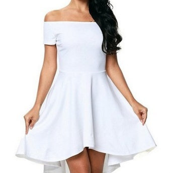 Robe Une Épaule Manches Courtes Jupe Queue d’Hirondelle