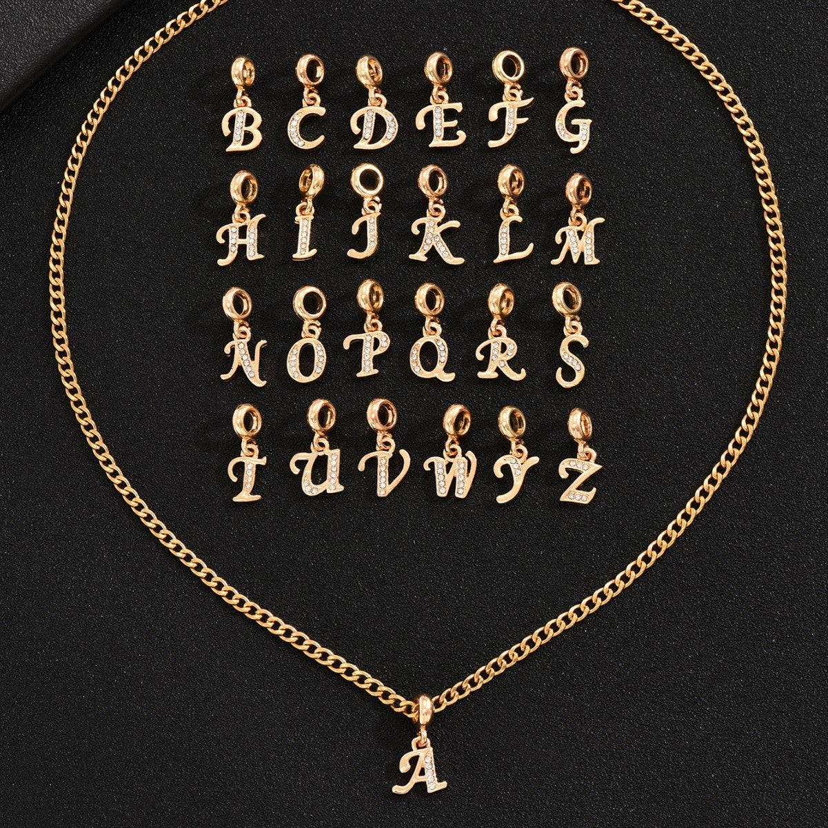 Collier Homme Luxe Abordable Pendentif Diamant 26 Lettres