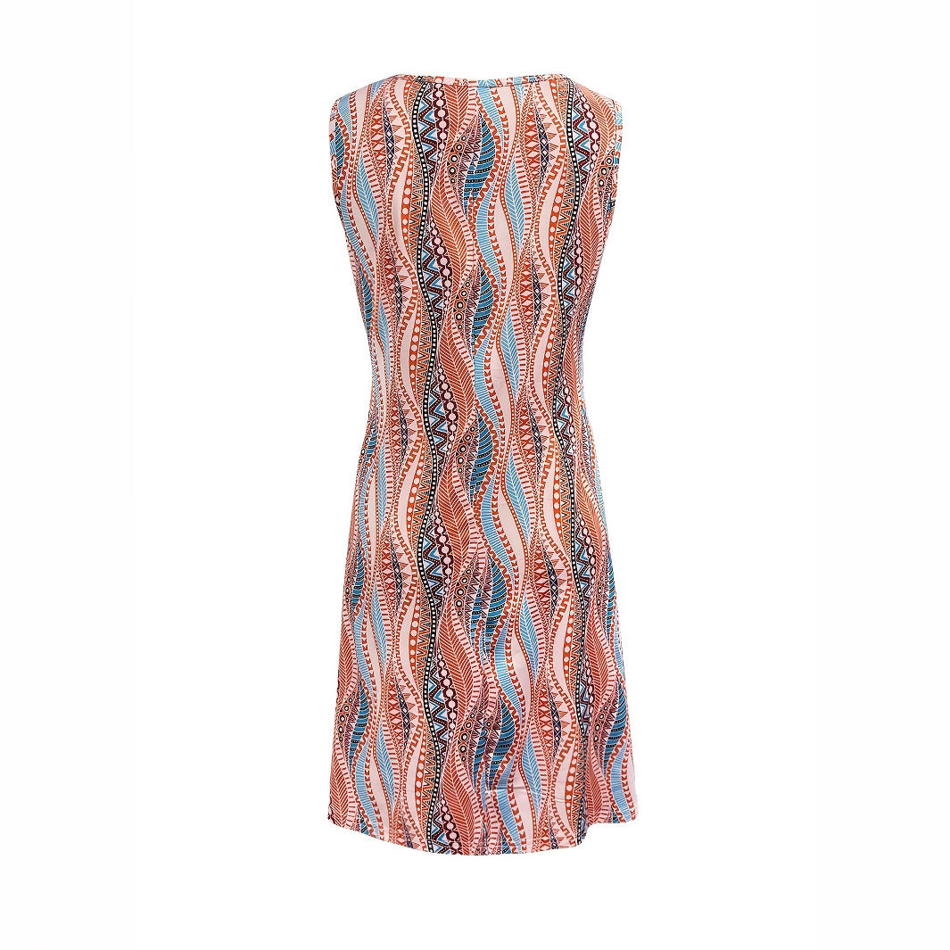 Robe Femme Sans Manches Col Rond Imprimé 3D