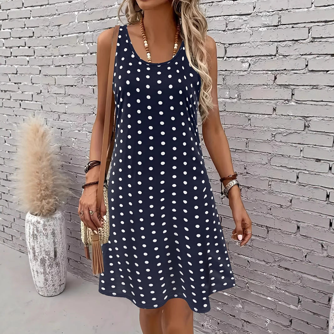Robe Femme Sans Manches Col Rond Imprimé 3D