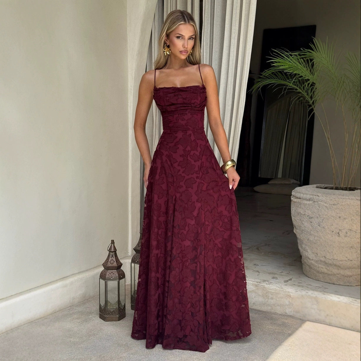 Robe Slim Dos Nu à Bretelles Lacées