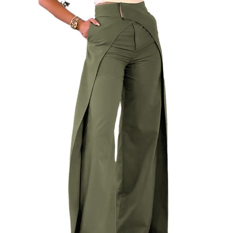 Pantalon Large Croisé Style Euro-Américain