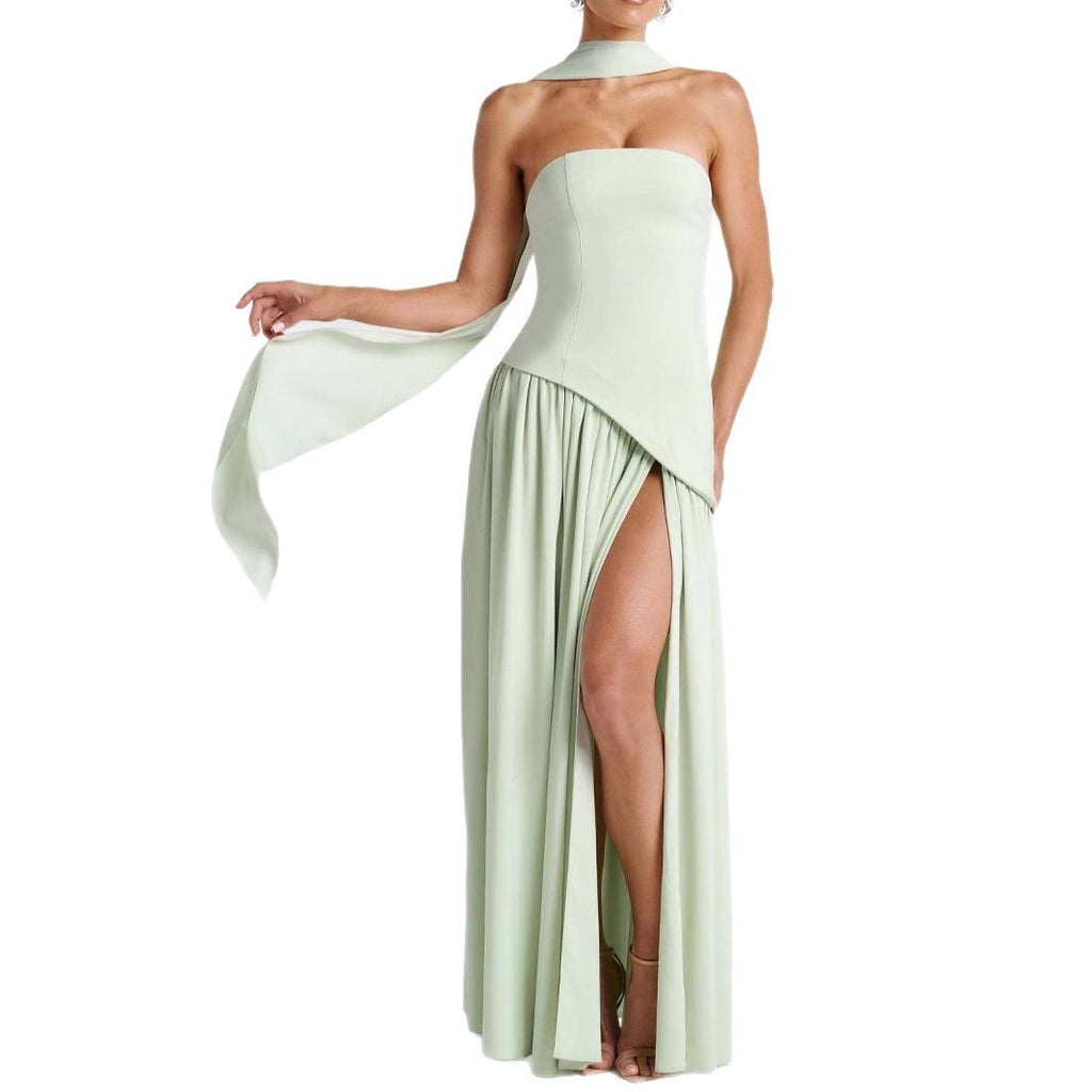 Robe sexy Sans Bretelles avec fente - Mode 2025 - Taille Haute