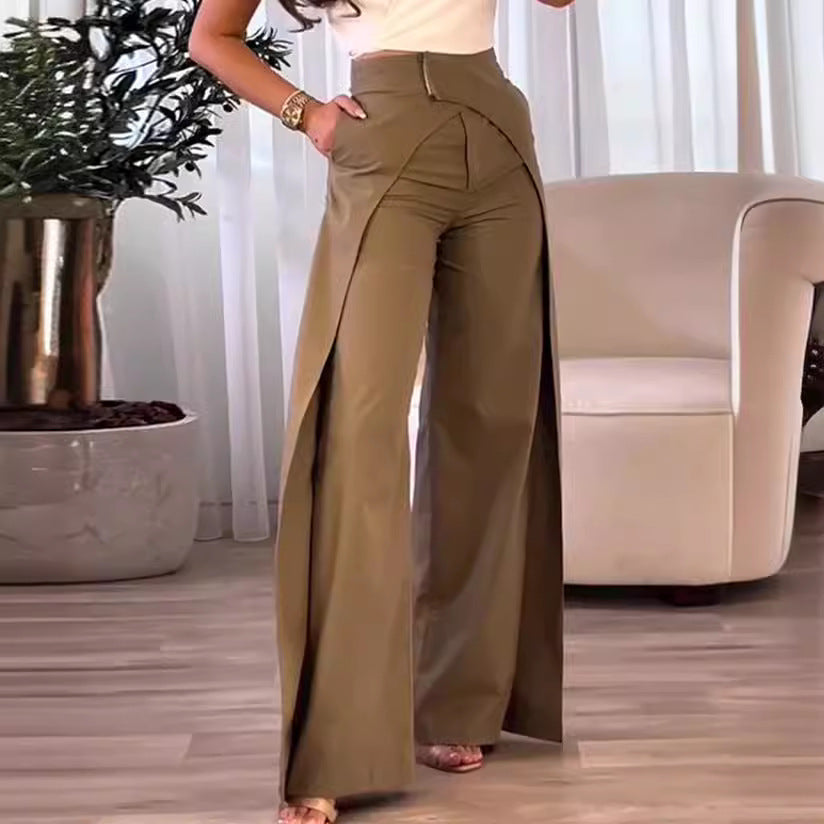 Pantalon Large Croisé Style Euro-Américain