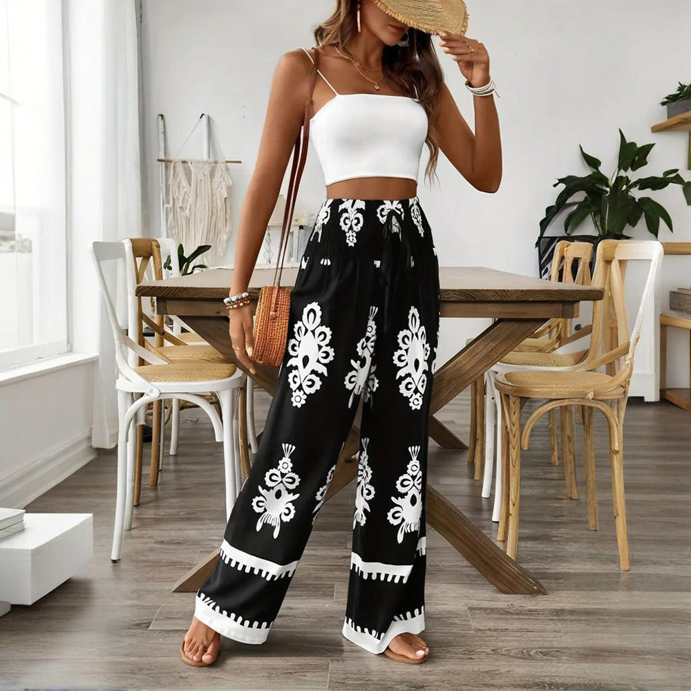 Pantalon Large Taille Haute Femme Élégant