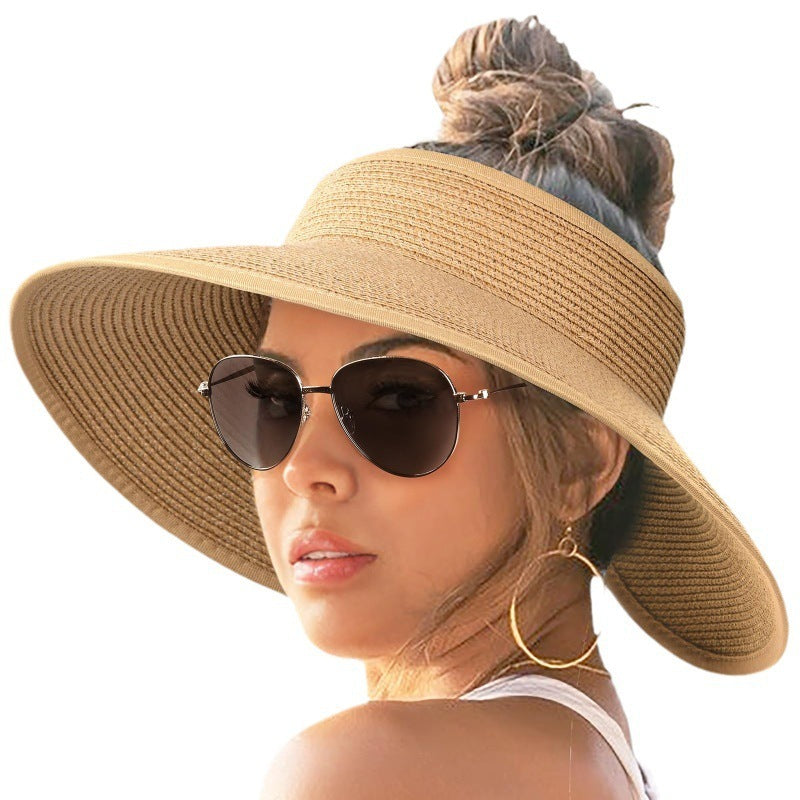 Chapeau de Plage Femme à Large Bord avec Ouverture pour Queue de Cheval – Pliable
