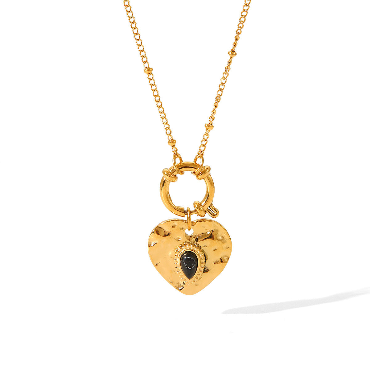 Collier Femme Style Vintage Court à Cœur en Acier Titane - Style Français