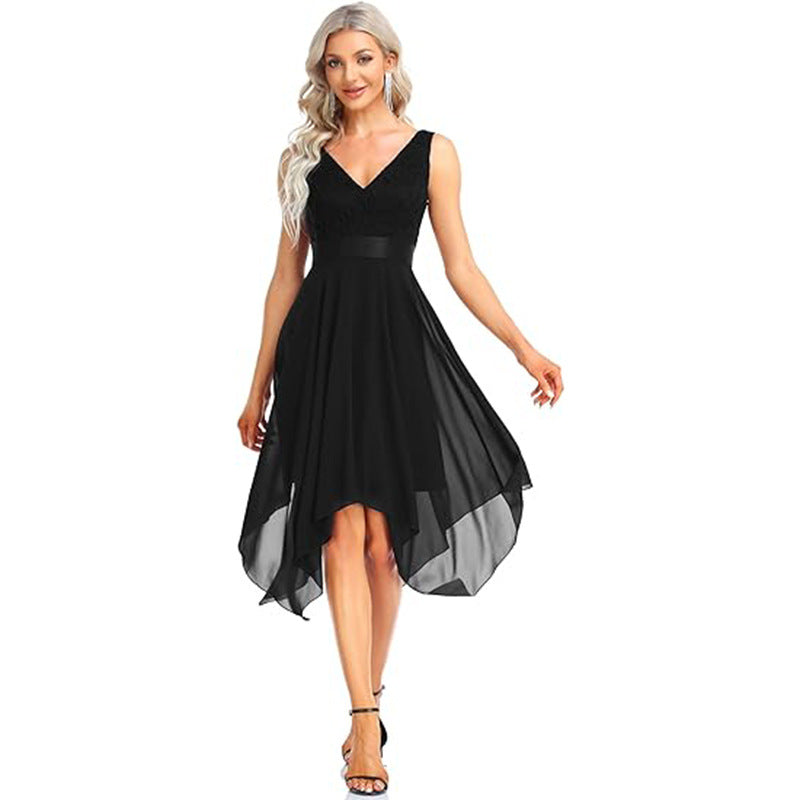 Robe de Cocktail Femme en Dentelle et Mousseline