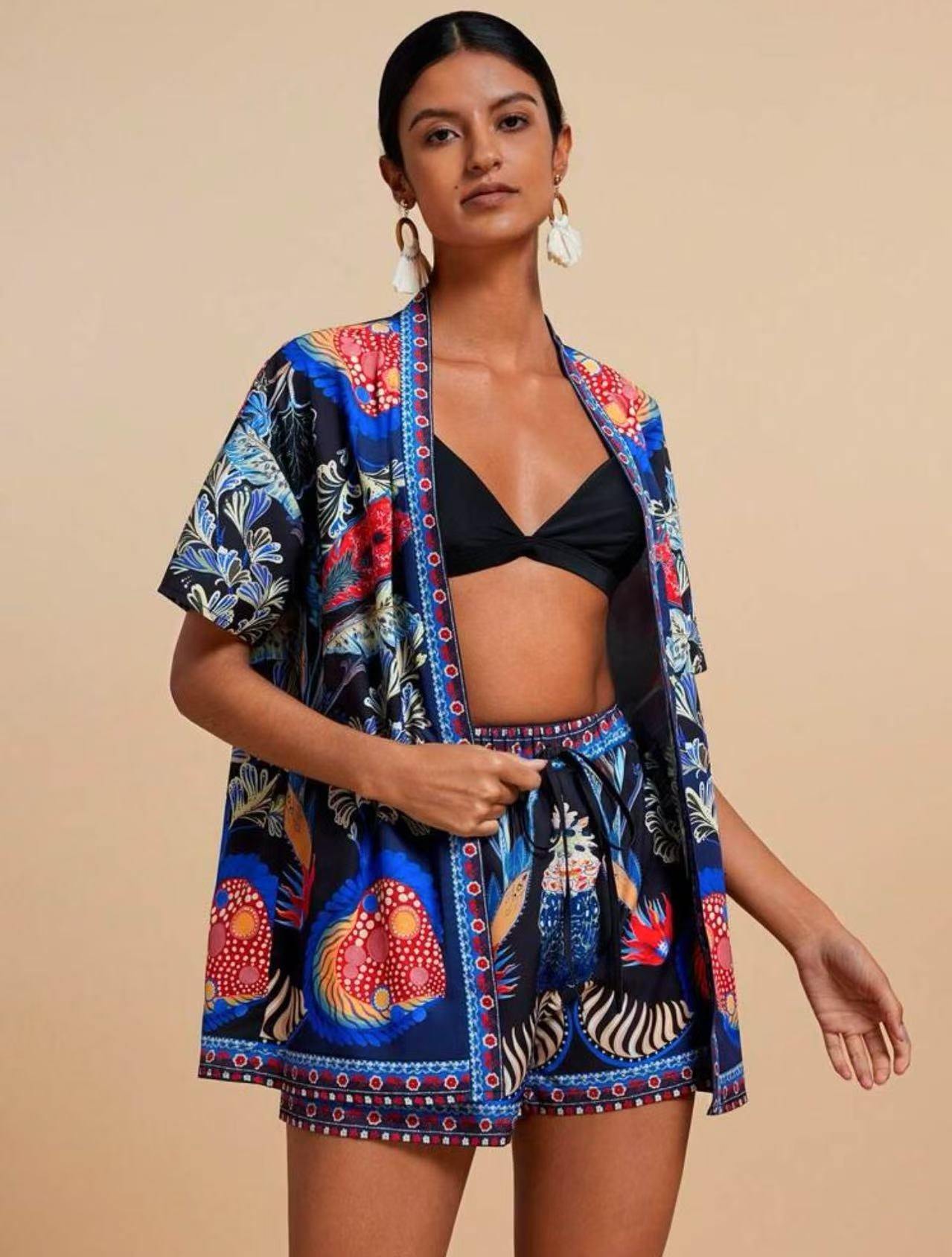 Ensemble Cardigan Imprimé Casual Femme