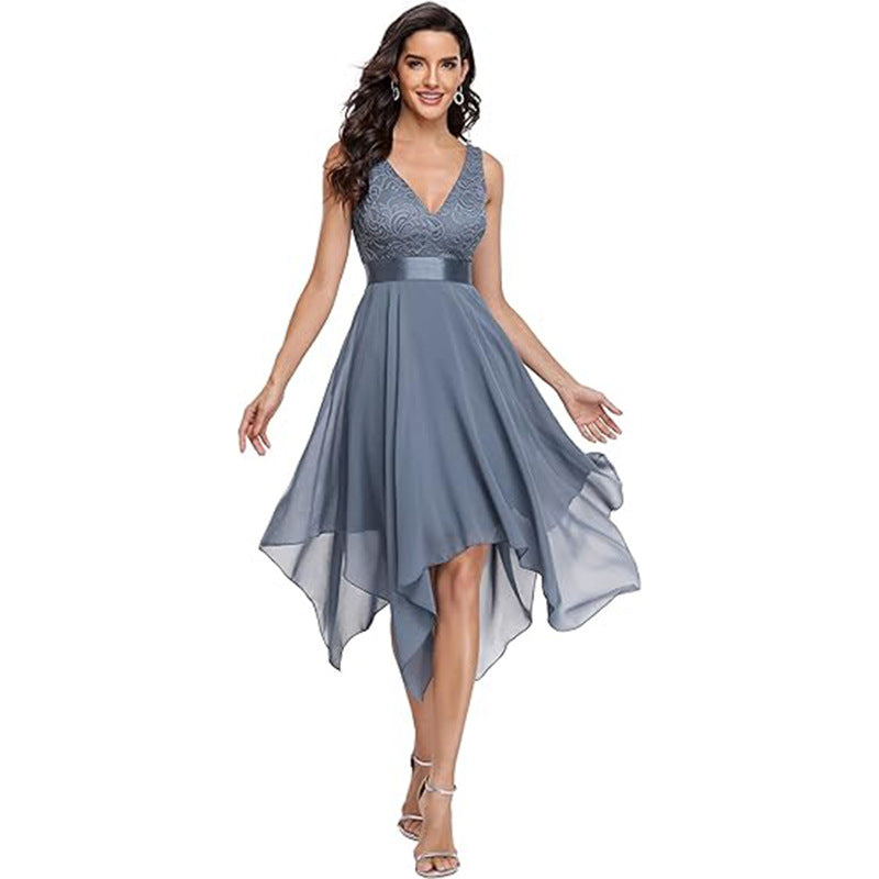 Robe de Cocktail Femme en Dentelle et Mousseline