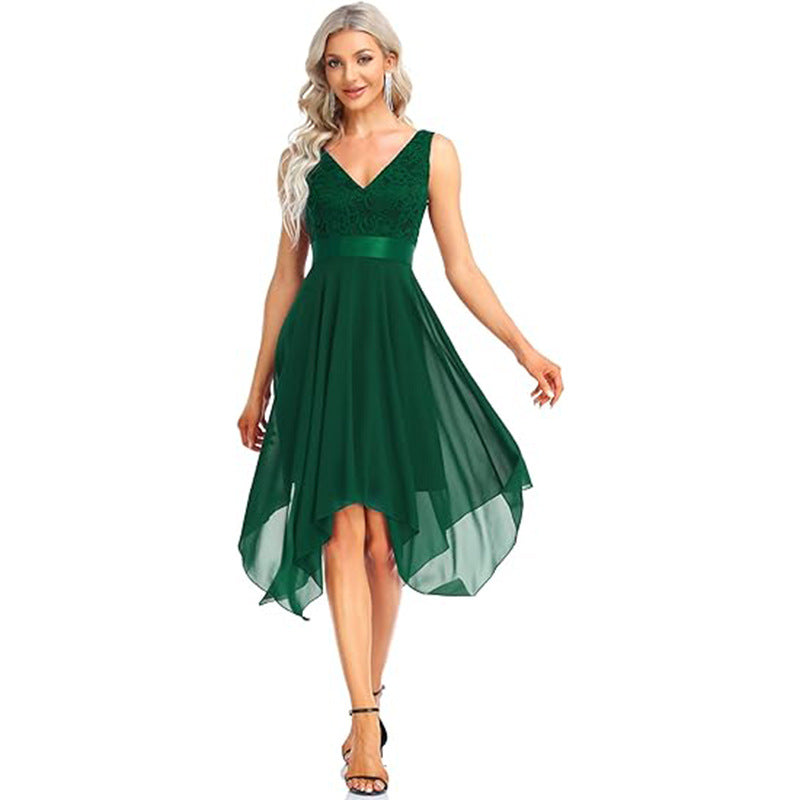 Robe de Cocktail Femme en Dentelle et Mousseline