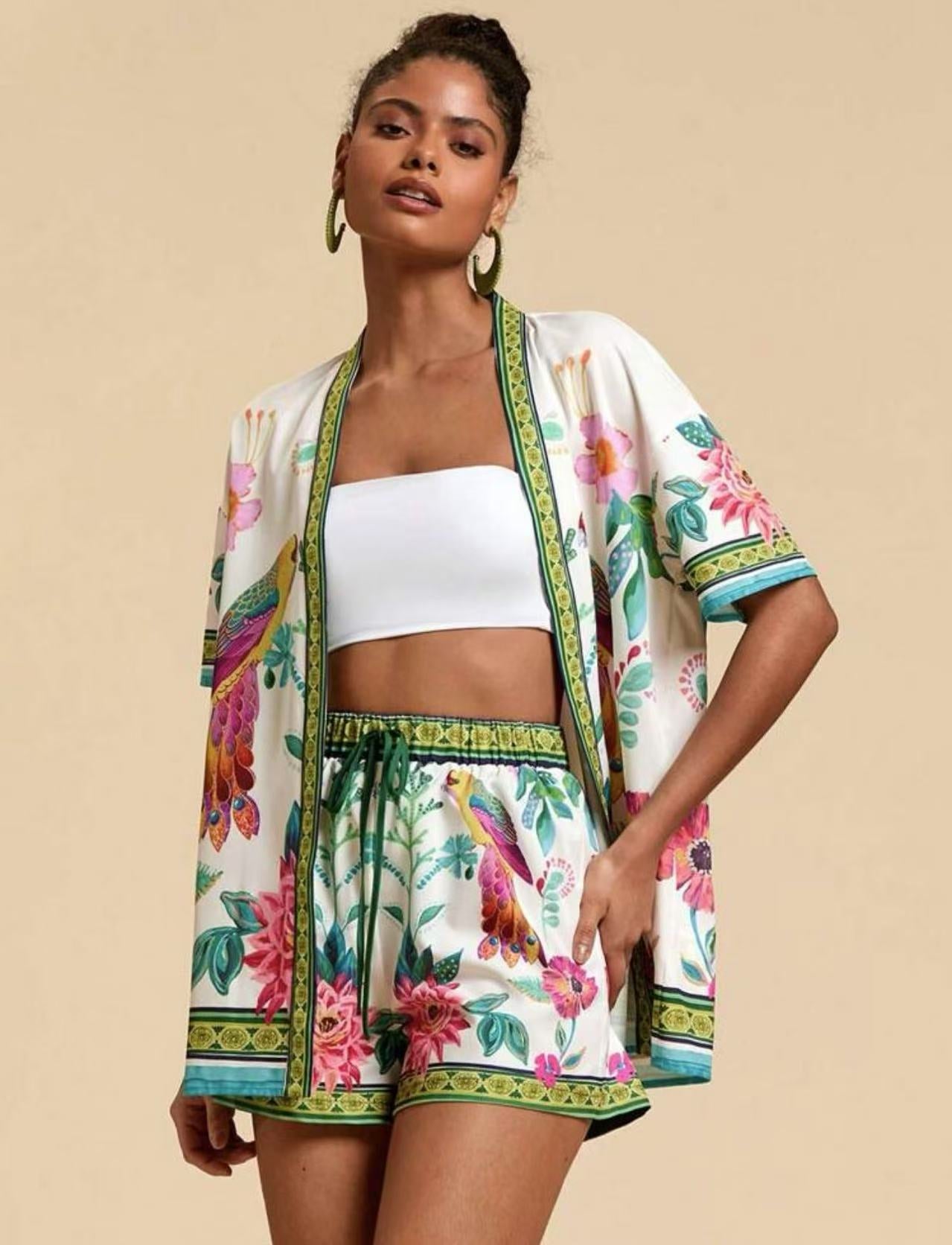 Ensemble Cardigan Imprimé Casual Femme