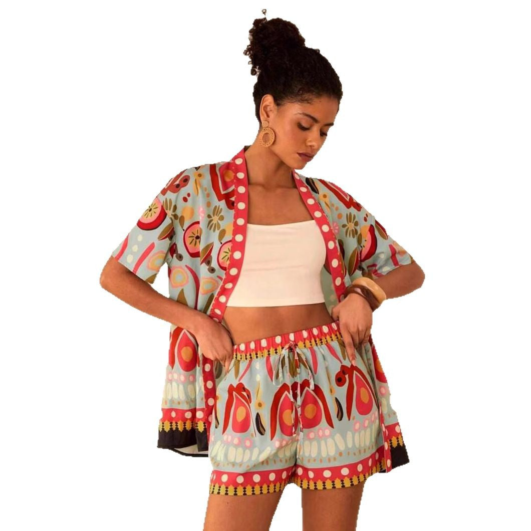 Ensemble Cardigan Imprimé Casual Femme