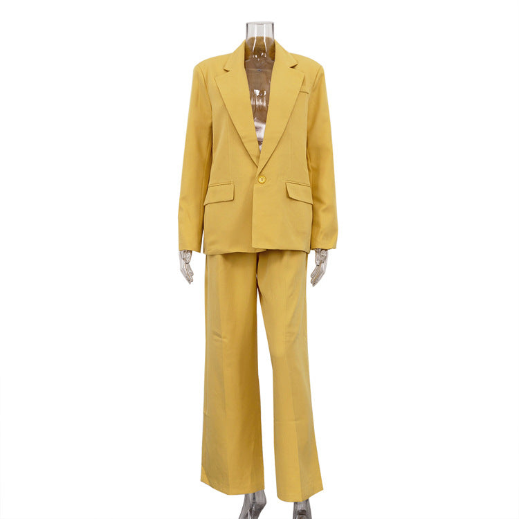 Ensemble Manteau Oversize Col Revers & Pantalon Large Taille Haute