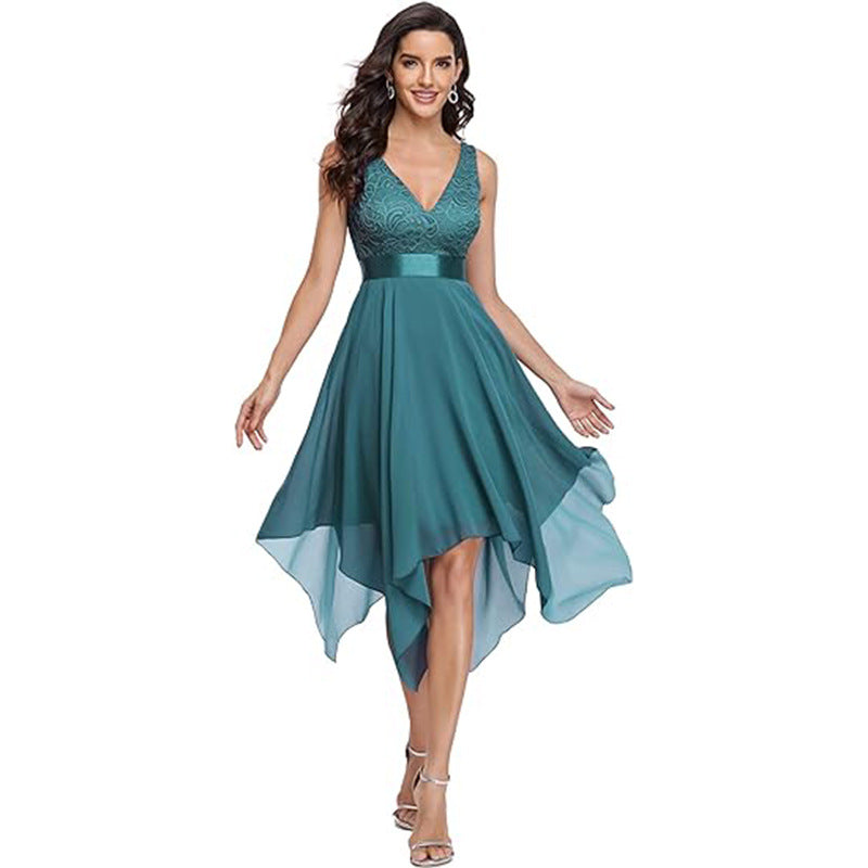 Robe de Cocktail Femme en Dentelle et Mousseline