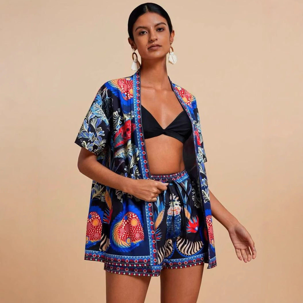 Ensemble Cardigan Imprimé Casual Femme