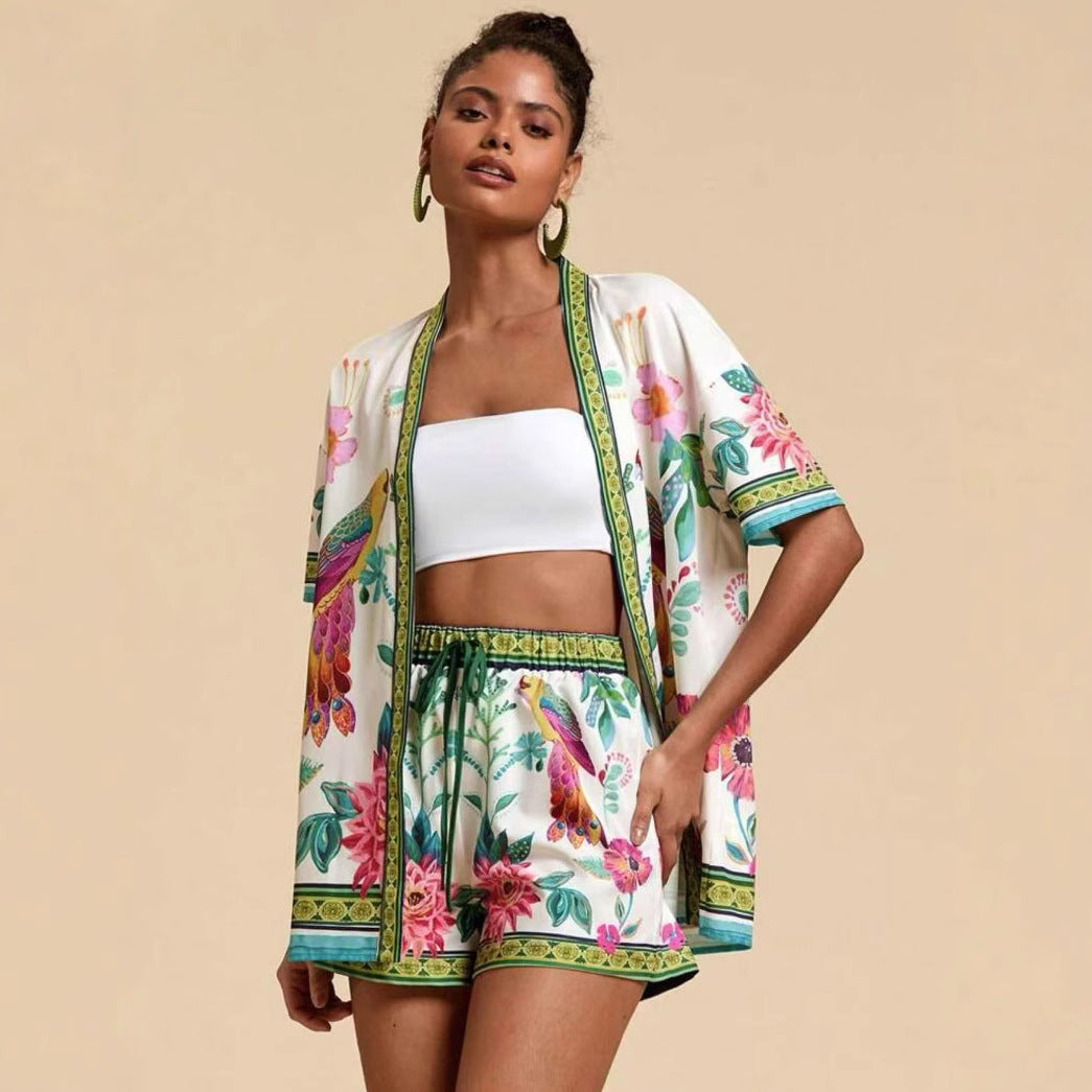 Ensemble Cardigan Imprimé Casual Femme