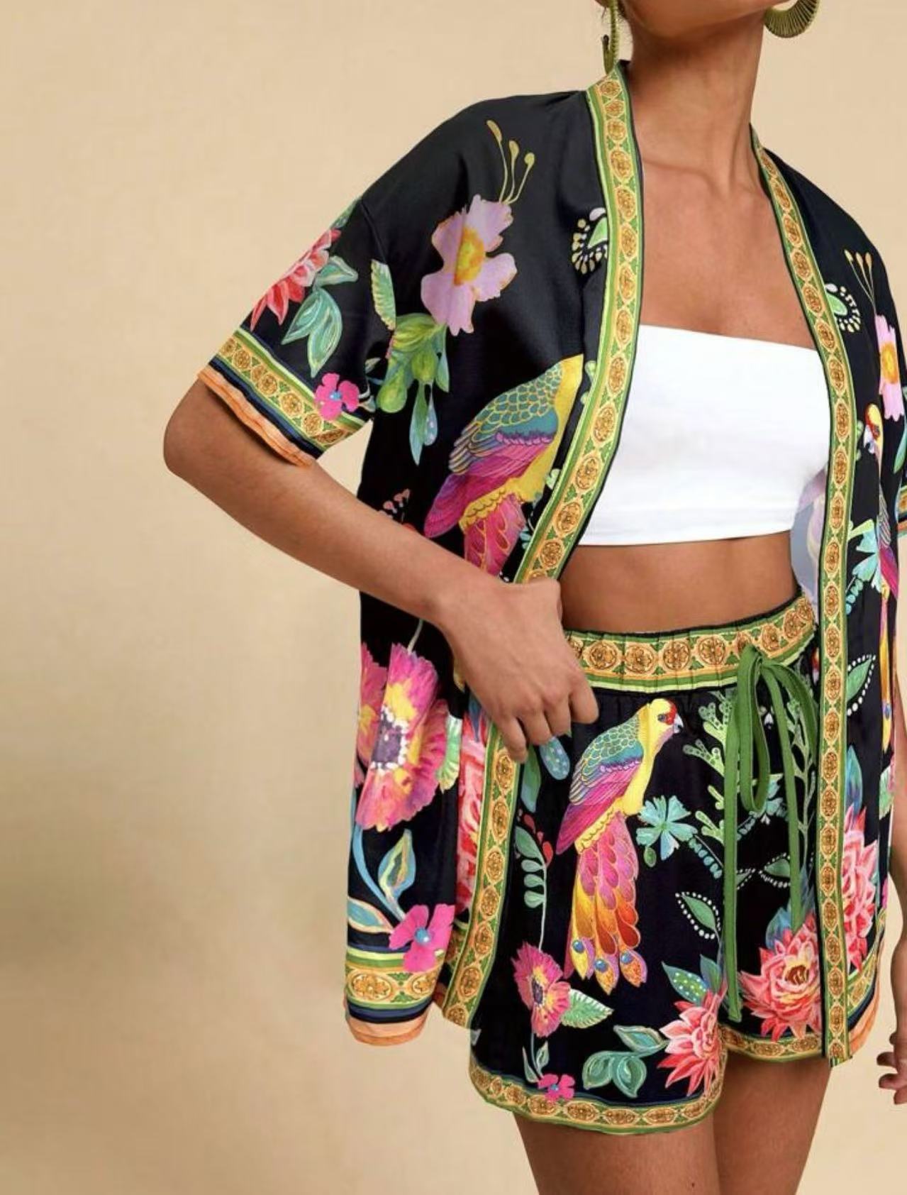 Ensemble Cardigan Imprimé Casual Femme