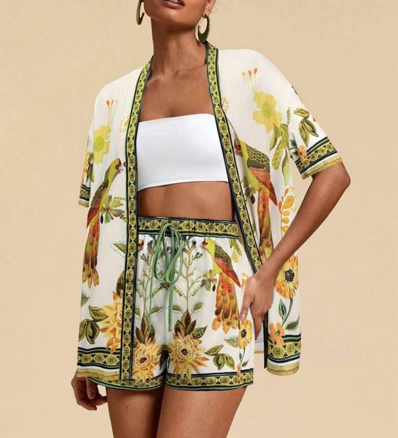 Ensemble Cardigan Imprimé Casual Femme