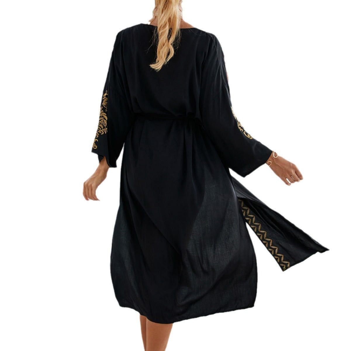 Gilet de Plage Femme en Rayonne Brodé – Protection Solaire et Paréo Bikini