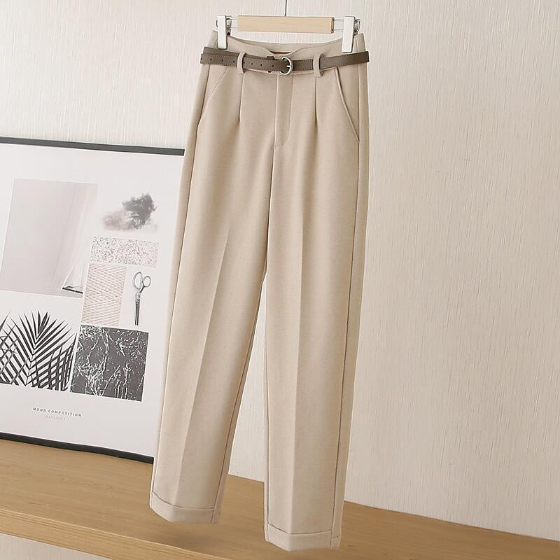 Pantalon taille haute décontracté effet amincissant