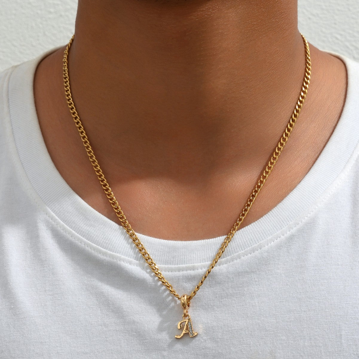 Collier Homme Luxe Abordable Pendentif Diamant 26 Lettres