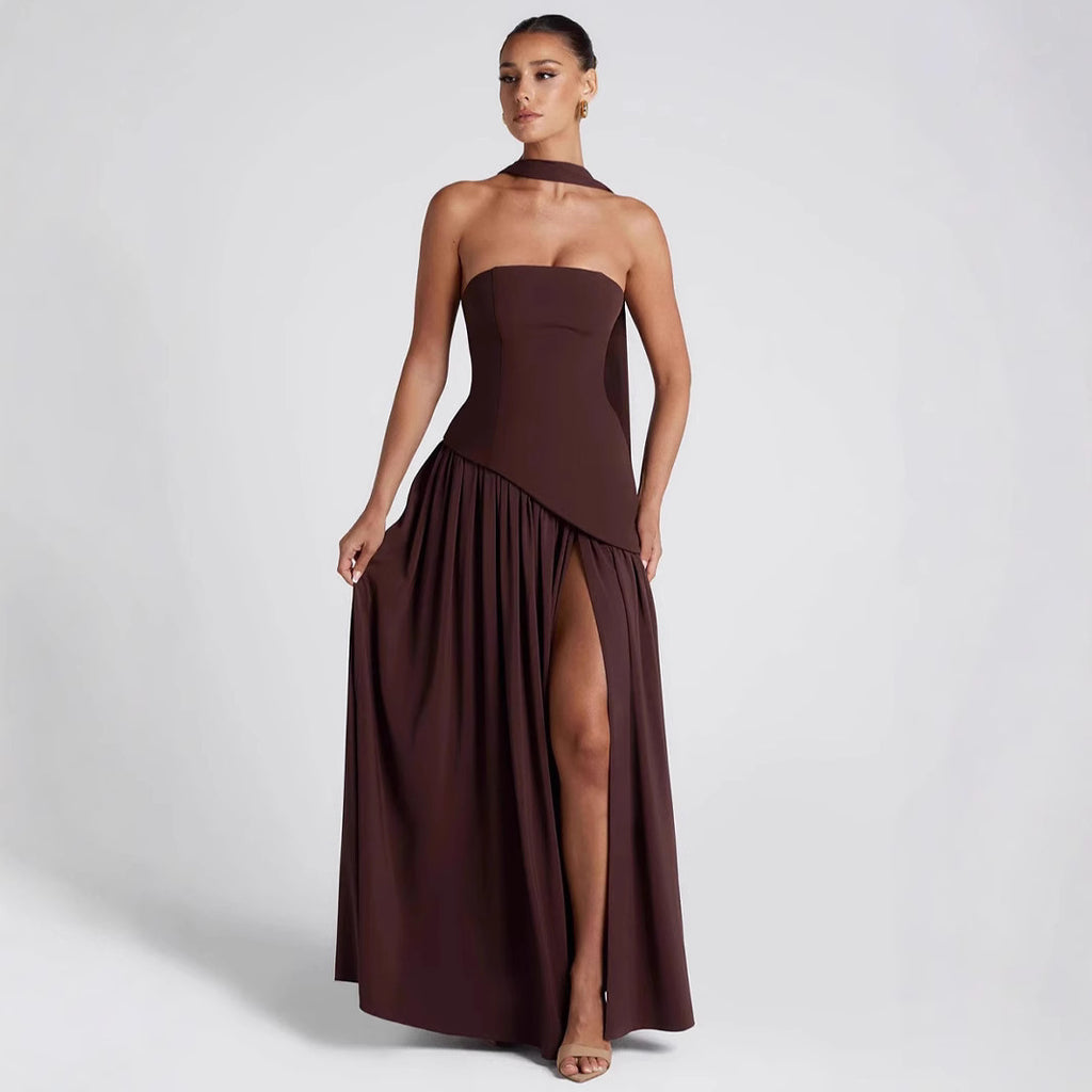 Robe sexy Sans Bretelles avec fente - Mode 2025 - Taille Haute