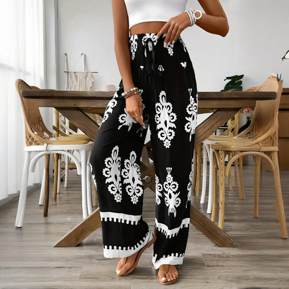 Pantalon Large Taille Haute Femme Élégant