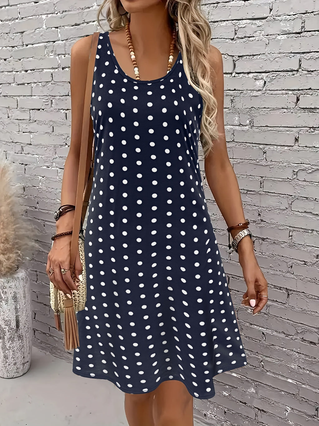 Robe Femme Sans Manches Col Rond Imprimé 3D