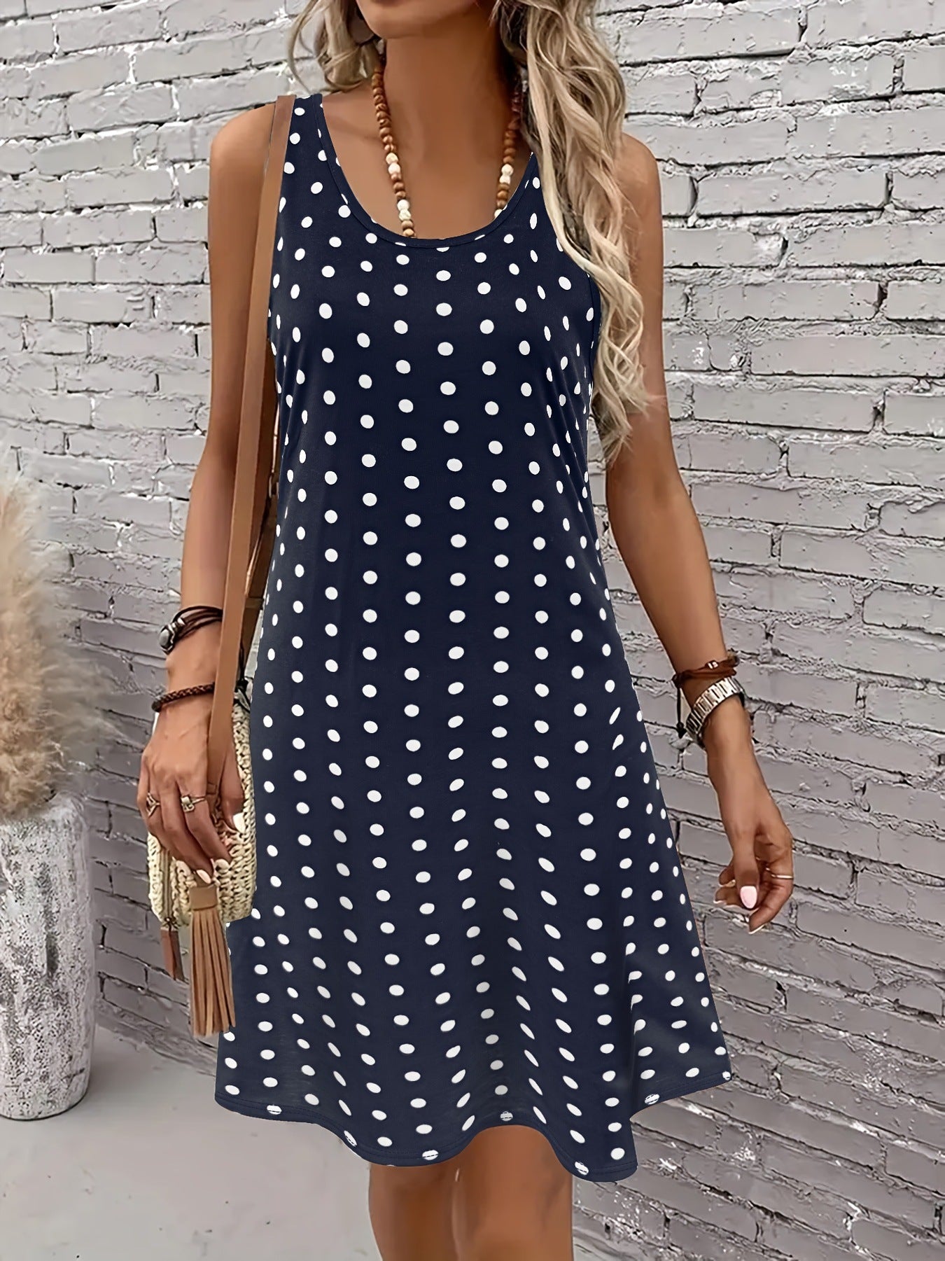 Robe Femme Sans Manches Col Rond Imprimé 3D
