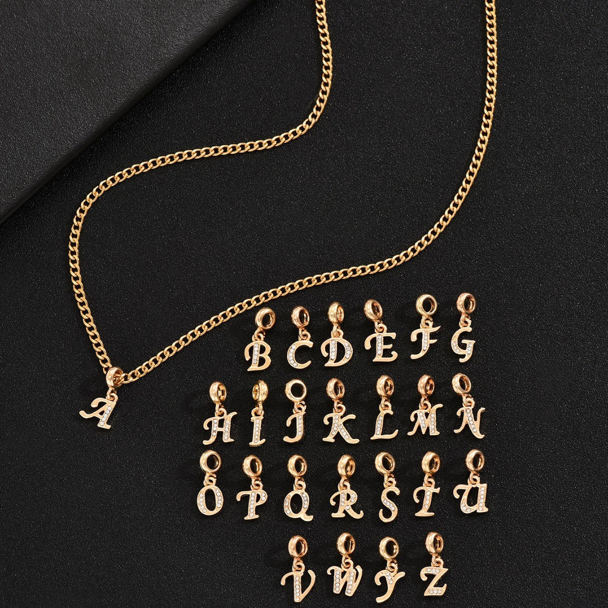 Collier Homme Luxe Abordable Pendentif Diamant 26 Lettres