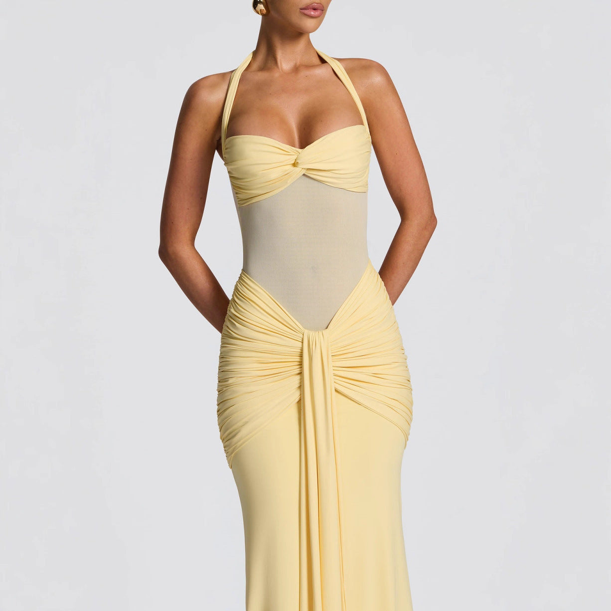 Robe Fourreau Slim Femme avec Ruban