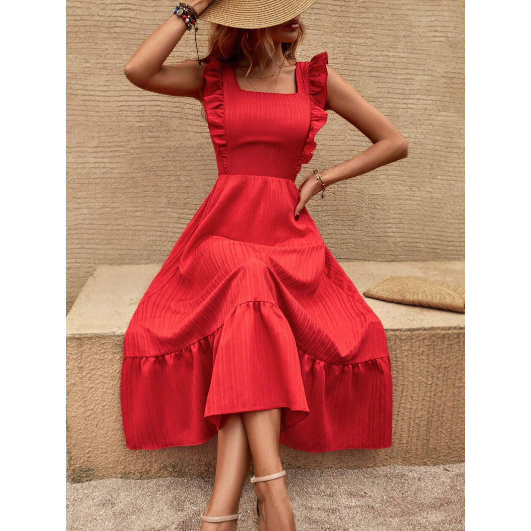 Robe Satinée Une Épaule Fendue Sans Ceinture