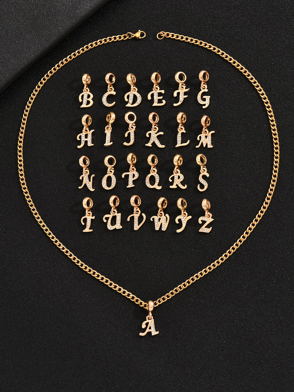 Collier Homme Luxe Abordable Pendentif Diamant 26 Lettres