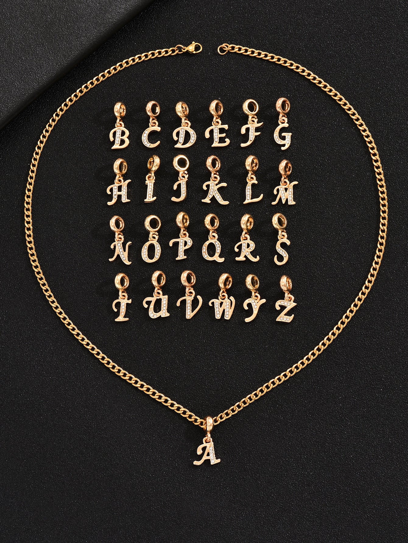 Collier Homme Luxe Abordable Pendentif Diamant 26 Lettres
