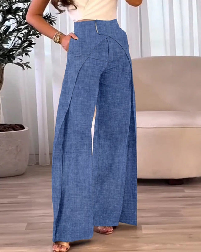 Pantalon Large Croisé Style Euro-Américain